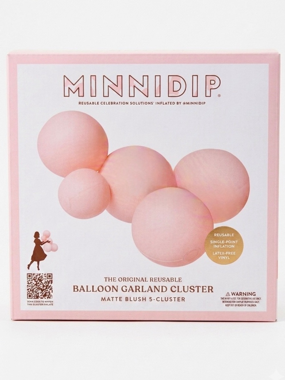 MINNIDIP Balloon Garland Cluster Reusable Party Decor Matte Blush 5-Cluster Lot